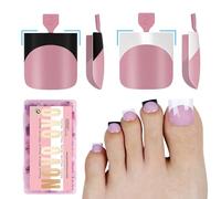 NOVO OVO Halloween Black and White French Tips Toe Nail, Unghie finte nere e bianche miste, unghie finte, 15 misure, 240 pezzi