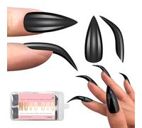 NOVO OVO Halloween Black Nail Tips Curved Stiletto,Full Cover Gel x Set di Estensioni per unghie 3D Eagle Claw, Extra Spesse Hawk Deep Curve Mandorle French Tips Morbide Finte Acriliche 12 Dimensioni