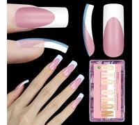 NOVO OVO Halloween Medium Slightly Curved White French Tip - Punte per unghie ricurve, copertura completa in acrilico, extra spesse, gel artificiale, fai da te, 15 misure, 240 pezzi