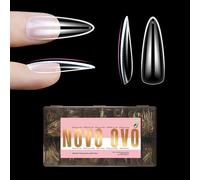 NOVO OVO L Natural Almond Nail Tip for Flat Nail Tip Ballerina formata per unghie curve, unghie finte extra spesse, copertura completa x 15 misure, 450 pezzi