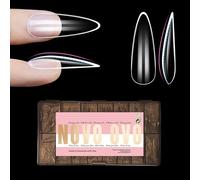 NOVO OVO L Sculpted Almond Nail Tip for Curved Nail Tip, Ballerina sagomata per unghie curve, unghie finte extra spesse, copertura completa x 15 misure, 450 pezzi