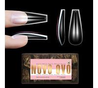 NOVO OVO L Sculpted Coffin Nail Tip for Curved Nail Tip, Ballerina sagomata per unghie curve, unghie finte extra spesse, copertura completa x 15 misure, 450 pezzi