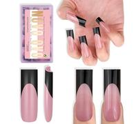 NOVO OVO Long Sharp Square Black French Tip Nail Tips Press on BERRY PINK, gel extra spesso need builder & Top Coat & Colla, morbido gel Extension copertura completa per fai da te 15 misure, 180 pezzi
