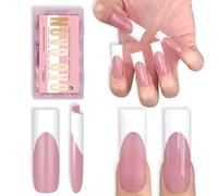 NOVO OVO Long Sharp Square White French Tip Nail Tips Press on BERRY PINK, gel extra spesso need builder & Top Coat & Colla, morbido gel Extension copertura completa per fai da te 15 misure, 180 pezzi