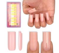 NOVO OVO Medium Sharp Square Nail Tips Press on Pure Color Baby Pink Gel & Top Coat & Colla Soft Gel Matte Nail Extension per fai da te, 15 misure, 180 pezzi