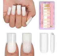 NOVO OVO Medium Sharp Square Nail Tips Press on Pure Color Milky White,Extra Spesse NEED Builder Gel & Top Coat & Colla, Soft Gel Matt Extension per fai da te, 15 misure, 180 pezzi