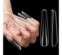 NOVO OVO Nail Tips Russian Mandorla Coffin Ballerina, Soft Gel x Acrilico Full Cover Kit Unghie per la Russia 3D Sculptured Edge Finte Manicure Unghie Finte Extra Lunghe XL XXL French Tip Press on 10