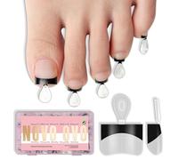 NOVO OVO Nero French Tip Mezza copertura Toe Nail Tips, gel trasparente con linea ausiliaria per estensione delle unghie dei piedi false, medio quadrato affilato per uomini e donne pedicure acriliche