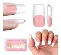 NOVO OVO Old School Wide White French Tip Nail Tips Press on, Medium Tapered Square Baby, punte quadrate, extra spesse, morbido gel acrilico artificiale, 15 misure, 240 pezzi