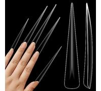 NOVO OVO Punte extra lunghe per unghie a spillo, super estreme Long Sharp Fishbone Arrow Head Nails, 5XL XXXXXL copertura completa larga french nails for acrylic x12 size