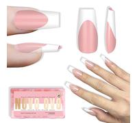 NOVO OVO Punte per unghie bianche French Tip Coffin Press on,Baby PINK,extra spesse,unghie in gel medio morbido in acrilico, non contiene colla, per salone fai da te, 15 misure, 240 pezzi