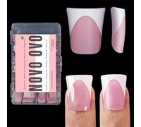NOVO OVO Punte per unghie corte a forma di anatra con punta francese, estensione per unghie in gel morbido pre-progettate, ROSA BACCA, per manicure fai-da-te, 12 misure 240 pezzi