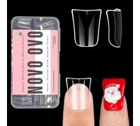 NOVO OVO Punte per unghie corte completamente coperte, Duck Feet NAIL TIPS Full Cover Short, trasparenti e morbide, Y2K, larghezza francese per unghie acriliche x 12 misure, 120 pezzi