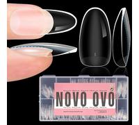 NOVO OVO Punte per unghie extra spesse da spingere, medie ovali, morbide, spesse, curve naturali, medie e copertura completa, unghie finte per acrilico french 14 misure, 336 pezzi