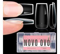 NOVO OVO Punte per unghie extra spesse da spingere, medie quadrate, morbide gel, spesse, curve naturali, medie e copertura completa, unghie finte per acrilico french 14 misure, 336 pezzi