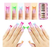 NOVO OVO Punte per unghie per Halloween French Tip Duck Feet, 5 colori misti, copertura completa per imprimere acrilico con curva lunare spessa e morbido gel per unghie artificiali, 15 misure, 150