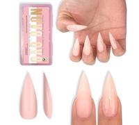 NOVO OVO Pure Color Sharp Stiletto Pointed Medium Long Nail Tips Press on Baby Pink Extra Spesse Morbido Gel Acrilico Estensione Completa Copertura Unghie False per Salon DIY 16 Misure 224 Pezzi