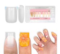 NOVO OVO Sharp Square Short Nail Tips Press on, Naturale (Not Sculpted), No C Curve, Gel Morbido Doppio Opaco Chiaro Estensione Artificiale, Copertura Completa per Salon DIY 15 Misure 510 Pezzi