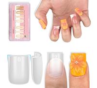 NOVO OVO Sharp Square Short Nail Tips Press on, Naturale (Not Sculpted), No C Curve, Gel Morbido Doppio Opaco Chiaro Estensione Artificiale, Copertura Completa per Salon DIY 15 Misure 240 Pezzi