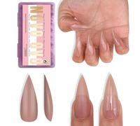 NOVO OVO Sharp Stiletto Nail Tips Press on Medium Long Color Brown Rosa Morbido Gel Acrilico Estensione Completa Copertura Unghie False per Salon DIY 16 Misure 224 Pezzi