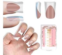 NOVO OVO Short Duck Nail Tips French Tip Press On BROWN PINK, punta francese, punta corta, punta per unghie marrone rosa, extension per unghie prefabbricate per fai da te, 12 misure, 240 pezzi