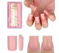NOVO OVO Short Sharp Square Nail Tips Press on Pure Color Baby Pink Richiede colla per unghie, Matte Soft Gel Estensione Artificiale, Copertura completa per unghie fai da te, 15 misure, 240 pezzi
