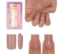 NOVO OVO Short Sharp Square Nail Tips Press on Pure Color Marrone Rosa Richiede Colla per Unghie Matte Soft Gel Estensione Artificiale Unghie Copertura Completa per Fai da Te, 15 Misure 240 Pezzi