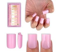 NOVO OVO Short Sharp Square Nail Tips Press on Pure Color Pink Richiede Colla per unghie Matte Soft Gel Estensione Artificiale, Copertura completa per unghie fai da te, 15 misure, 180 pezzi