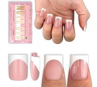 NOVO OVO Short Sharp Square White French Tip Nail Tips Press on Baby Pink Unghie corte e affilate, top coat colla per unghie, copertura completa per unghie fai da te x 15 misure 240 pezzi