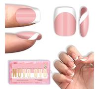 NOVO OVO Short Square Round White French Tip Nail Tips Press on Baby PINK, Extra Spessa Full Cover False Finte Unghie, Necessita di Builder Gel Top Coat & Colla, per Salon DIY x15 misure 240 pezzi