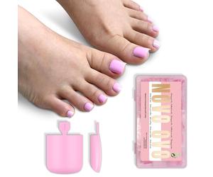 NOVO OVO Toe Nail Tips Press on Pure Color PINK,Lungo Medio Largo Tagliente Square False Estensione Acrilica Soft Gel Spesso, Regalo per San Valentino, Festa della Mamma, Copertura completa per Fai da