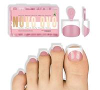 NOVO OVO Toe Nail Tips White French Tip BERRY PINK, unghie corte in gel, top coat e gel builder necessari, non contiene colla, per pedicure acriliche fai da te, 16 misure, 224 pezzi.