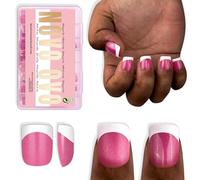 NOVO OVO Unghie extra corte bianche con punta francese, XS XXS quadrata rotonda rosa rosa, per letti per unghie larghe e corte, copertura completa spessa, per donne e uomini, kit di estensione in gel