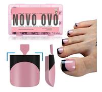 NOVO OVO Unghie finte a pressione, per Halloween, colore nero, punta francese, rosa bacca, quadrate, pre-progettate, in morbido gel, unghie finte medie, copertura completa, in acrilico, per fai da te