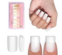 NOVO OVO unghie finte corte, appuntite e quadrate, Press on, colore puro bianco latte (Cloud Dancer), extension per unghie artificiali in Matte Soft Gel, copertura completa, per fai da te, 15 misure