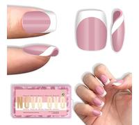 NOVO OVO Unghie finte corte, quadrate, rotonde, bianche, con punta francese, premere su rosa bacca, extra spesse, copertura completa, per unghie finte in gel e colla, per extension acriliche fai da te