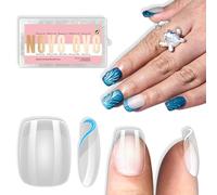 NOVO OVO Unghie finte corte quadrate rotonde, extra spesse, copertura completa, a pressione, in morbido gel trasparente, superficie interna opaca, per manicure, saloni, fai da te, extension in