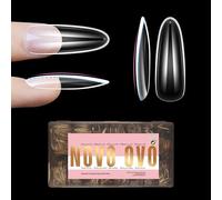 NOVO OVO L Natural Oval Nail Tip for Flat Unghie Ballerina formata per unghie curve, unghie finte extra spesse, copertura completa x 15 misure, 450 pezzi