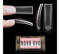 NOVO OVO Unghie finte XXL leggermente curve, quadrate, extra spesse, curve, naturali, a pressione, copertura completa e mezza in gel morbido, kit acrilico con linea ausiliaria x 15, dimensioni 240