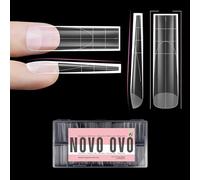NOVO OVO Unghie finte XXL Sharp Square Natural (non scolpite), extra spesse, a pressione, copertura completa, in gel morbido, kit acrilico con 15 punte ausiliarie XL L M French Tip x 15, dimensioni