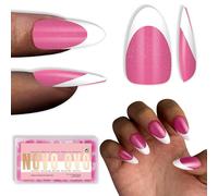 NOVO OVO White French Tip Almond Nail Tips Press on Rose, punta extra spessa per unghie a mandorla artificiale, in acrilico, richiede un top coat per fai da te x 15 misure, 240 pezzi