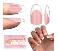 NOVO OVO White French Tip Ovale Nail Tips Press on Baby Pink Extra Spesse Ovali Unghie Estensioni Artificiali in Acrilico Richiede Gel Strutture Top Coat per Fai da Te x 15 Misure 240 Pezzi