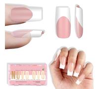 NOVO OVO White French Tip Square Nail Tips Press on Baby Pink punta quadrata extra spessa, estensione artificiale per unghie in acrilico, richiede un top coat per fai da te, 15 misure x 240 pezzi