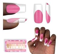 NOVO OVO White French Tip Square Nail Tips Press on Rose, punte quadrate extra spesse per unghie artificiali, in acrilico, necessita di top coat per fai da te x 15 misure, 240 pezzi