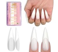 NOVO OVO White French Tips Long XL - Punte a spillo affilate per unghie Milky White (Cloud Dancer) Soft Gel doppio opaco copertura finto unghie per fai da te 16 misure 160 pezzi