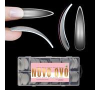 NOVO OVO XXL Curved Almond Nail Tips Press on Full Cover, Extra Lunghe XL-Acrilico Hawk Curve, Set di 240 Unghie Finte Trasparenti Precipitate Morbide French, 12 Misure