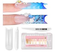 NOVO OVO XXL Square Nail Tips with Sharp Point & Moon Curve, unghie finte extra spesse, opache, gel morbido, allungamento, unghie artificiali, set in acrilico, misura 15, 180 pezzi