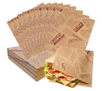 Novocloud 150 Pezzi Carta Alimentare, 15x15cm Sacchetti per Hamburger Sacchetti per Snack Anti Grasso Sacchetti Carta Per Hamburger per Panini Snack Fritte