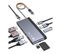 NOVOO 10 in 1 Docking Station USB C, adattatore multiporta con doppia HDMI 4K, Ethernet Gigabit, PD 100W, 3*USB-A e USB-C 3.0, lettore di schede SD/TF per MacBook Pro/Air/DELL/HP