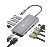 NOVOO 11 in 1 Docking Station, Hub Multiporta con Triplo Display 2 HDMI 4K@60Hz & DP 4K@120Hz, Ethernet RJ45, PD 100W, 4 Porte USB, Lettore SD/TF, Compatibile con MacBook, Dell, HP, Surface